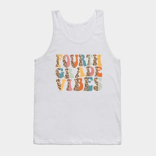 Funny Leopard Fourth Grade Vibes Retro Back To School Tank Top